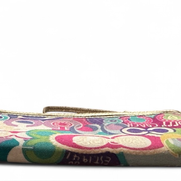 Vintage Coach Poppy Multicolor Wristlet 2009 Y2K Metallic Logo Bag - Picture 12 of 13